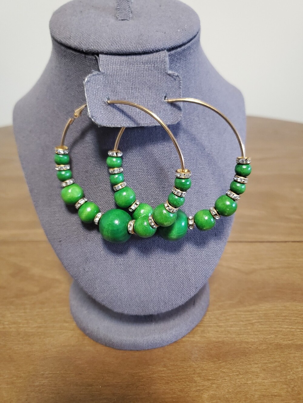 Women's large wooden beaded Hoop